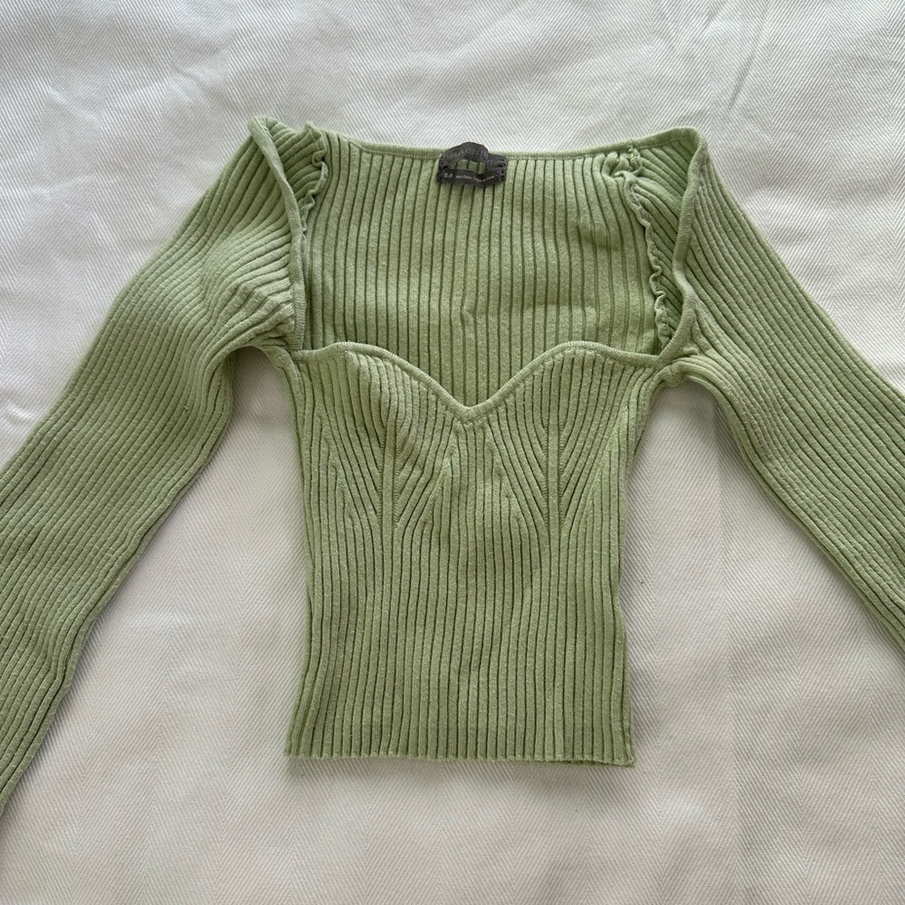 Urban Outfitters Sage Ribbed Knit Top